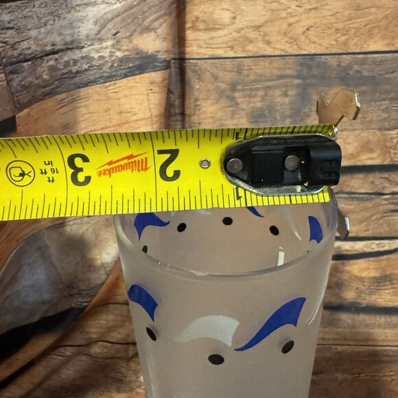 Vtg Libbey MCM Frosted Carousel Circus Blue Tiger Highball Glass 1950s Drinkware - Picture 8 of 8